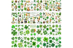 VANTATY 32 Sheets 248+ PCS St Patricks Day Tattoos For Kids Girls Boys Women Men Adults, Saint St. Patrick's Day Accessories Shamrock Temporary Tattoo Stickers, Lucky Clover Tattoo Irish Party Favor