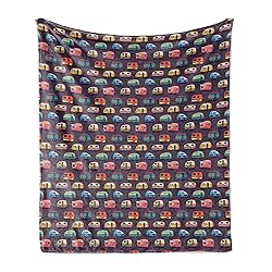 Ambesonne Happy Camper Throw Blanket, Retro Travel
