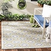 SAFAVIEH Washable Rug Outdoor Veranda Collection - 8' x 11', Cream & Green, Non-Shedding & Easy to Clean, Ideal for Patio, Ba