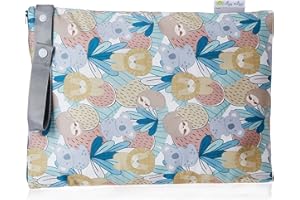 Itzy Ritzy Sealed Wet Bag with Handle – Wet Bag for Travel, Swimsuits, Cloth Diapers, Gym Clothes & Toiletries - Washable & Reusable with Water Resistant Lining - Measures 11” x 14” (Safari Squad)