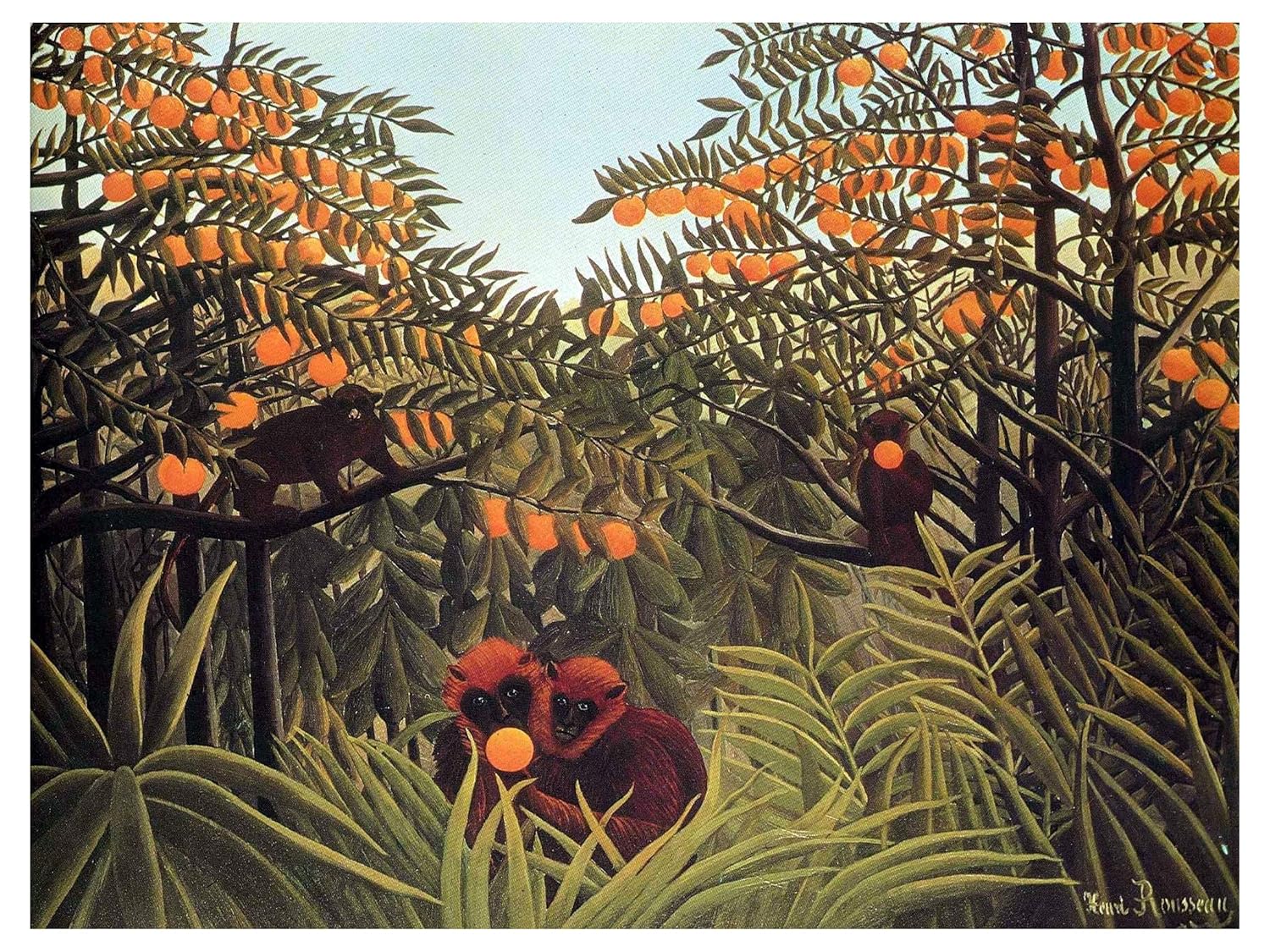 Jungle Monkey Oranges H. Rousseau Tile Mural Kitchen Backsplash Marble Ceramic