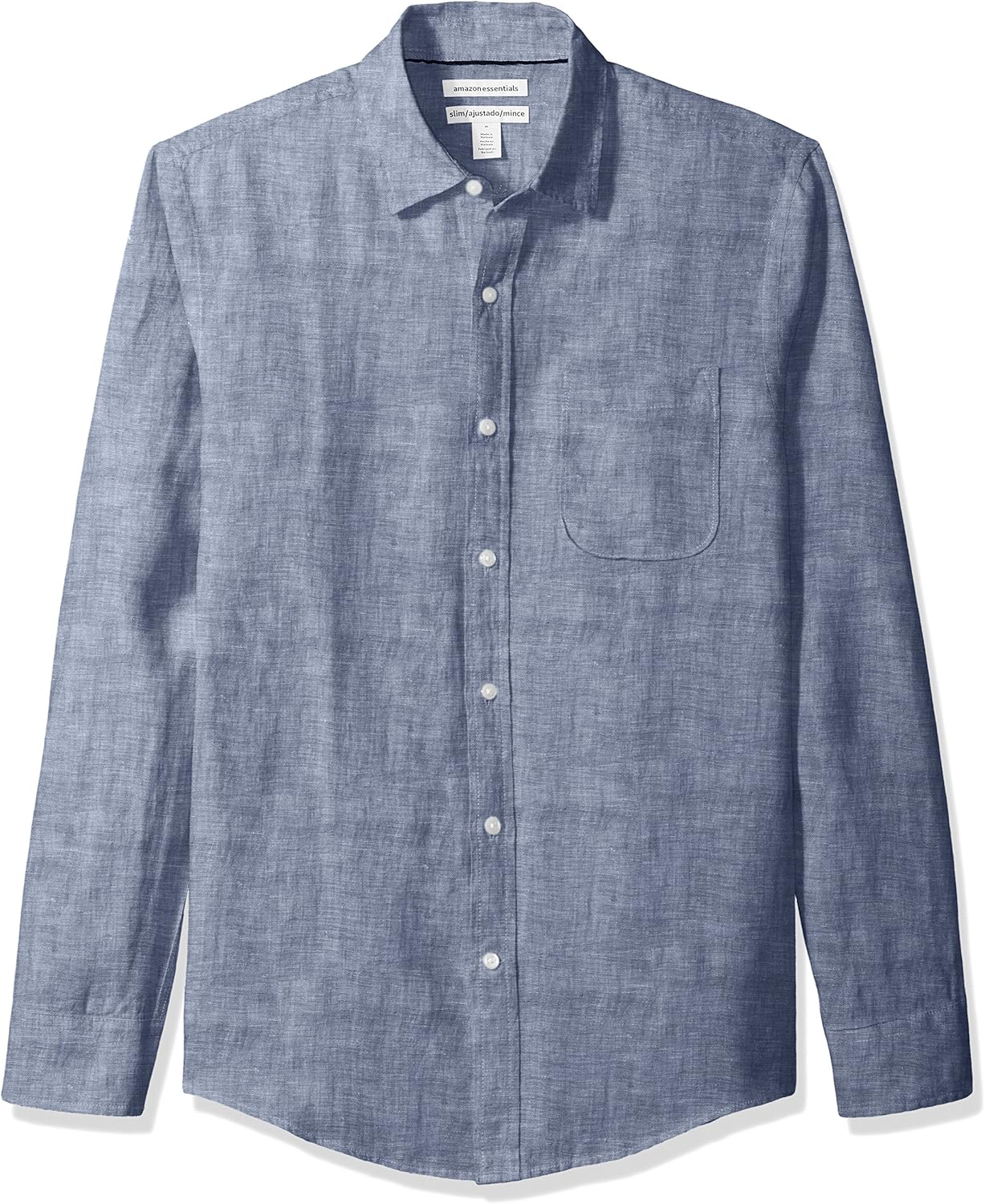 Essentials Men's Slim-Fit Long-Sleeve Linen Shirt: Clothing