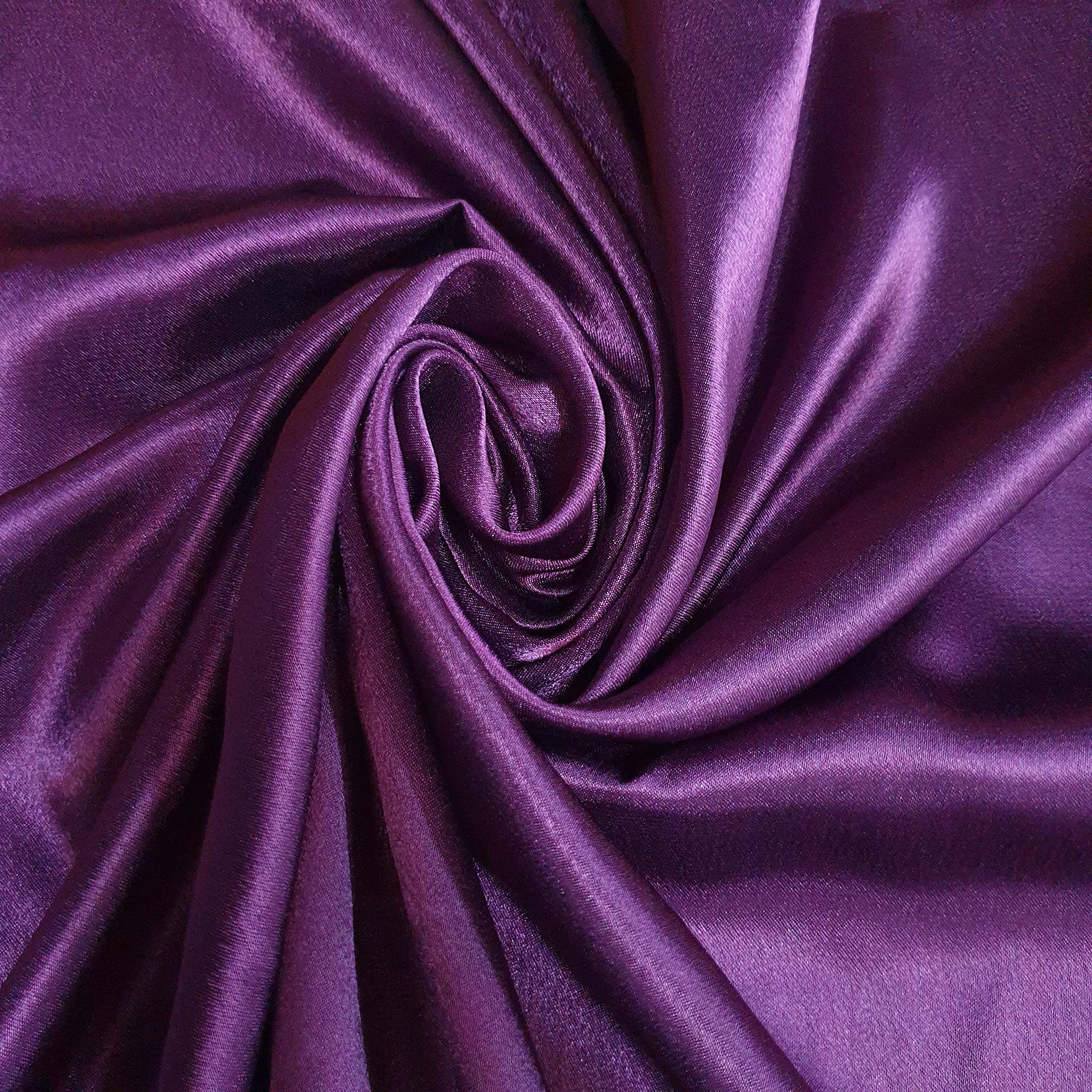 2 Meter Satin Back Crepe Fabric Polyester Dress Decoration Drape Material 58" (Plum)