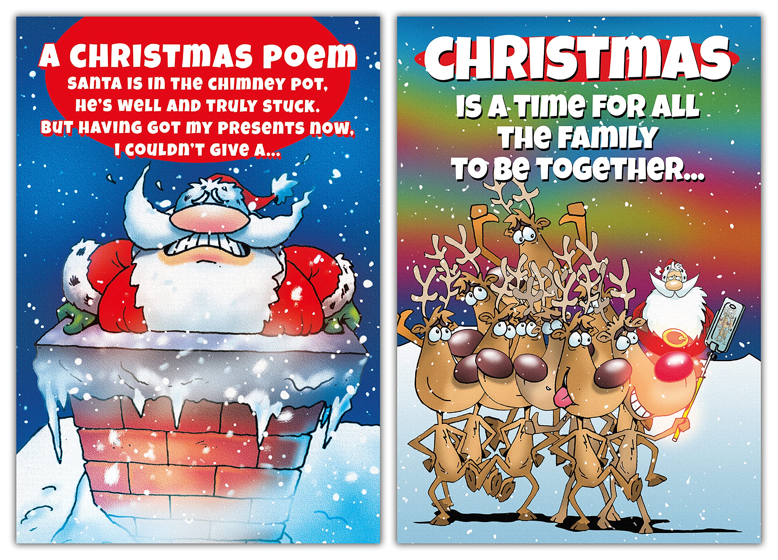 Emotional Rescue Christmas Cards Multi-pack, 10 Funny & Rude Christmas Cards, 2 Different Designs, Assortment