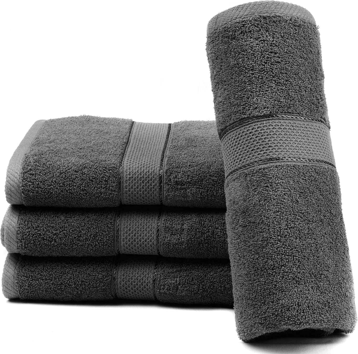 Ariv Collection Premium Bamboo Cotton Bath Towels - Natural, Ultra Absorbent and Eco-Friendly 30" X 52" (Grey) (4 piece set): Kitchen & Dining