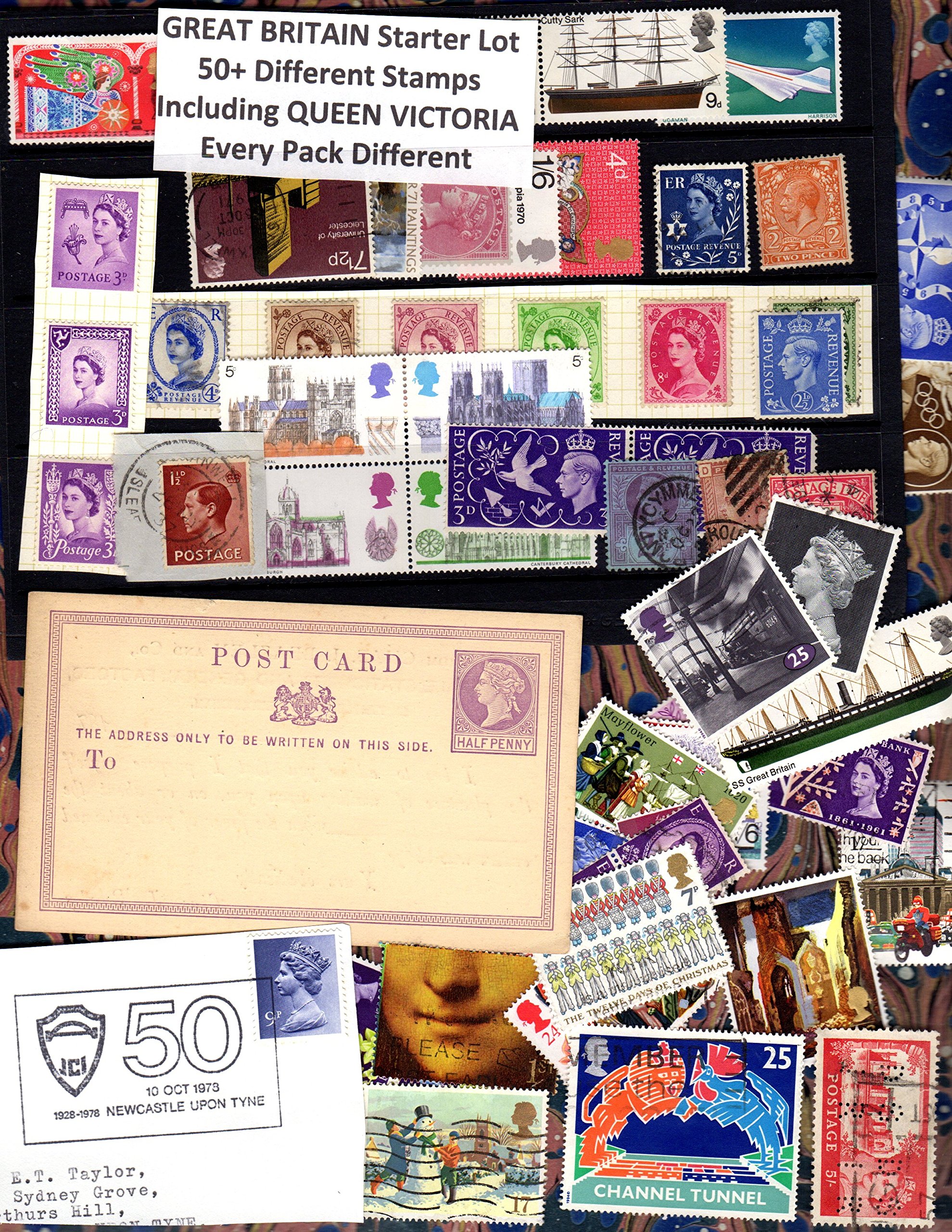 Great Britain starter lot. A great start with 50 different including Queen Victoria.