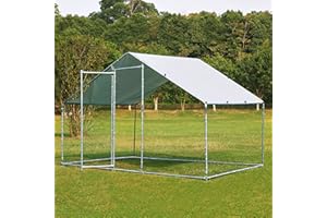 TOETOL Metal Chicken Coop with Run Walkin Poultry Habitat Supplies with Waterproof and Anti-Ultraviolet Cover for Backyard Farm Garden, Cage for Rabbits/Cats/Dogs(6.5' L x 9.8' W x 6.5' H)