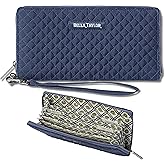 Bella Taylor Cash Envelope Wallet for Budgeting - RFID Protected - Cash Stuffing Wallet with Detachable Wristlet - Vintage Navy Microfiber