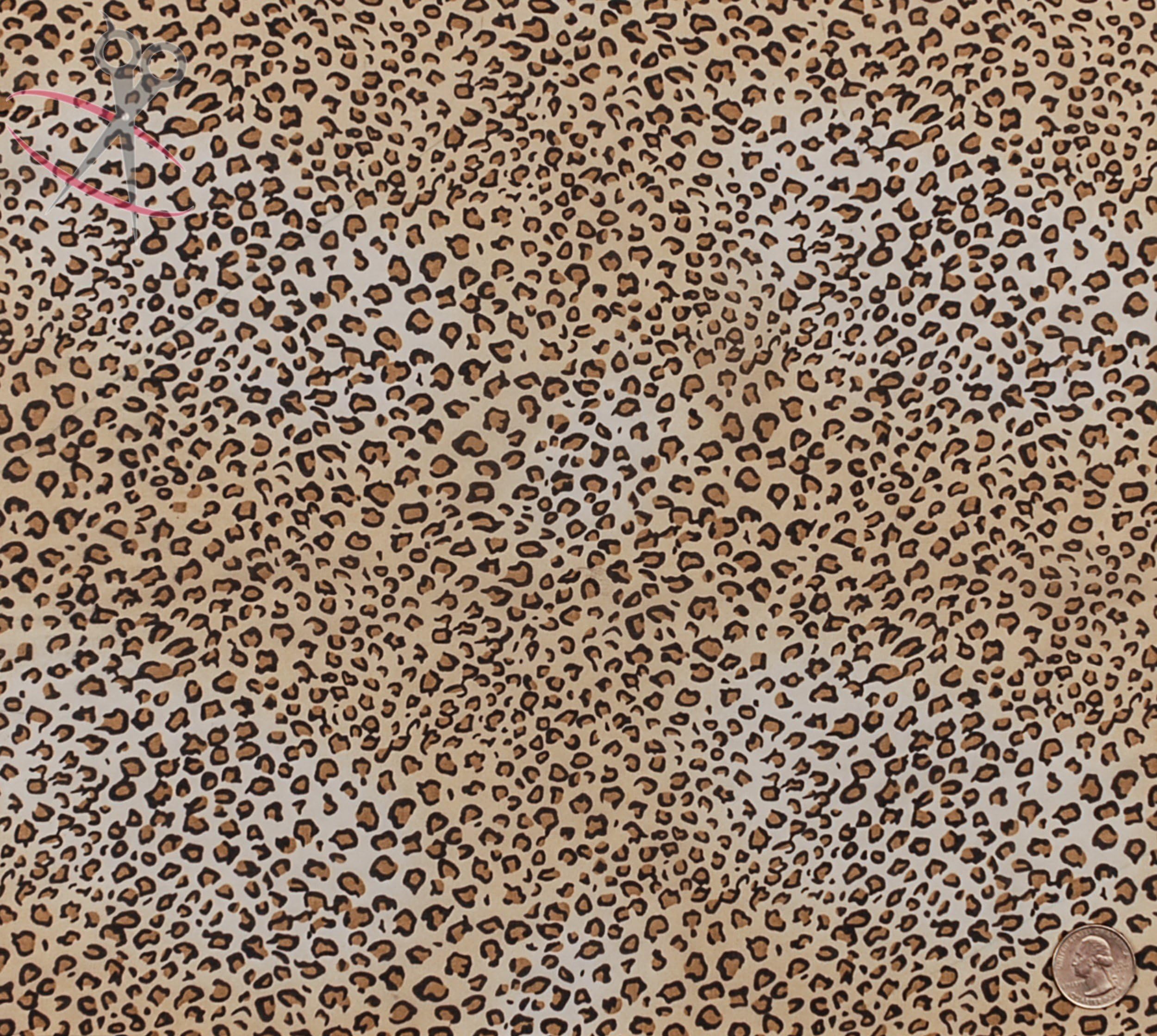 Tiny Leopard Spots Print - Khaki - Brown & Black - Hi Multi Chiffon - By the Yard