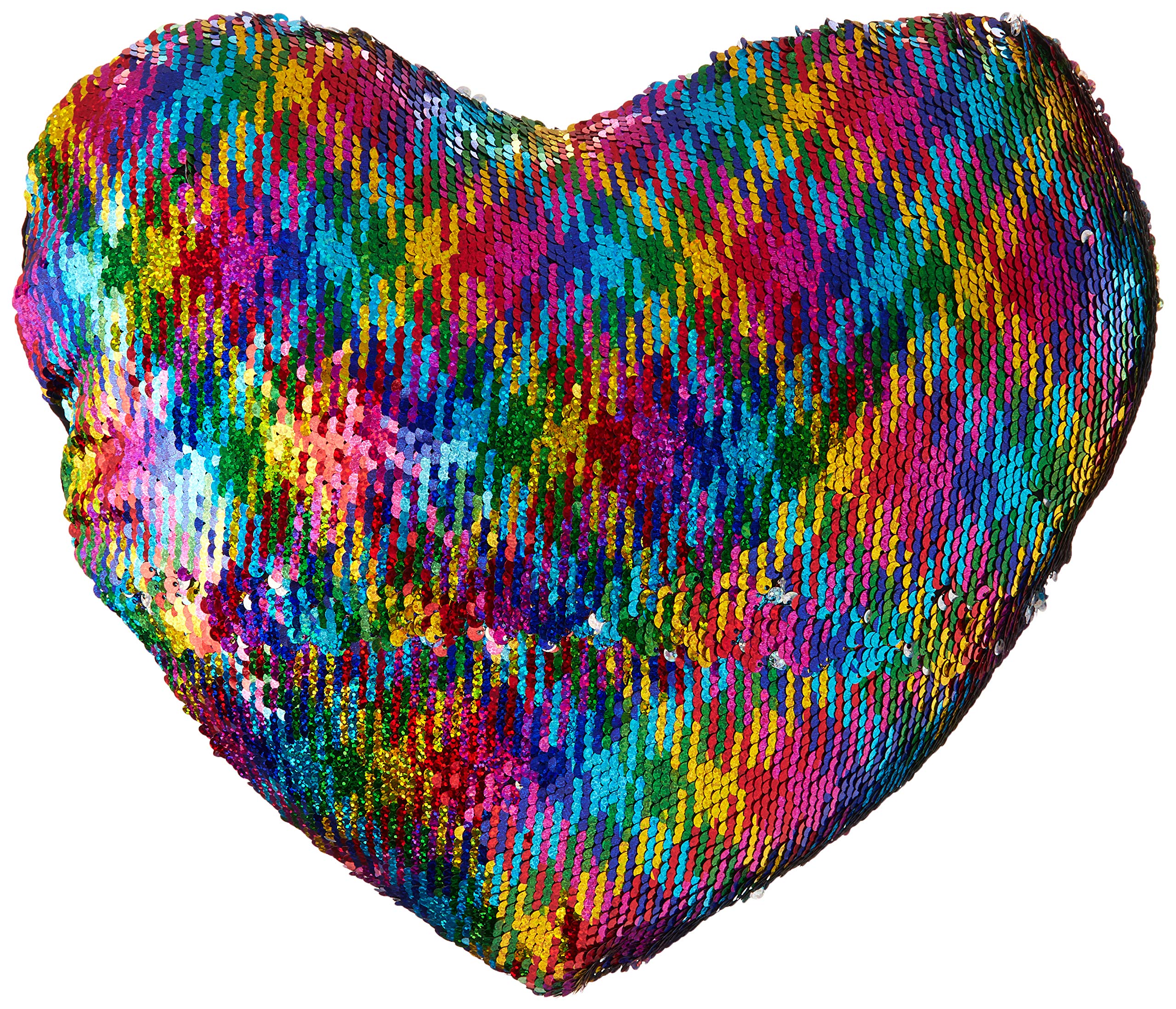 DrCosy Mermaid Pillow with Pillow Inserts Heart-Shape Sequin Pillow for Home Decoration (35x40cm, Colorful Diamond/Holygram Silver)
