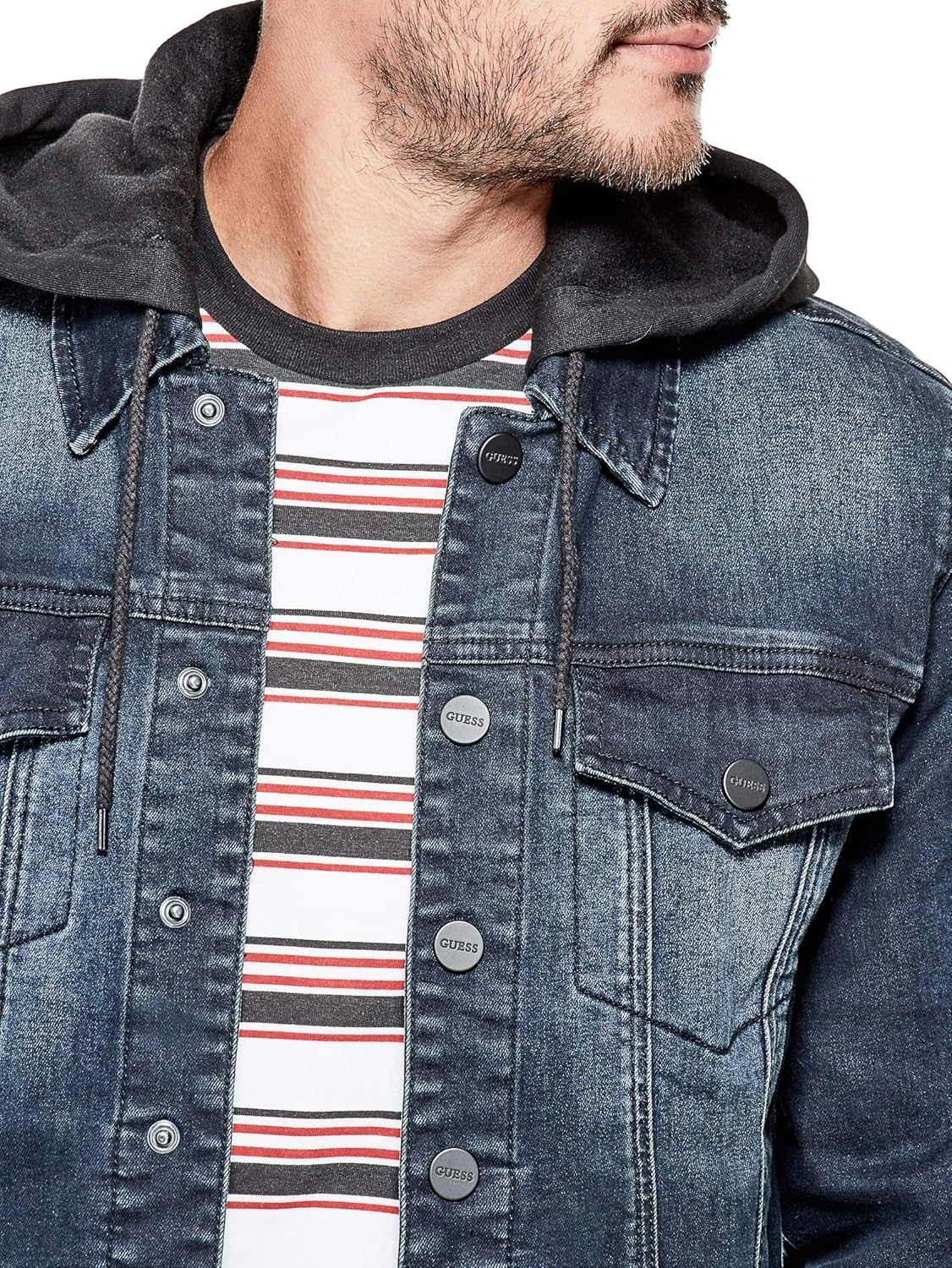 stretch hooded denim jacket