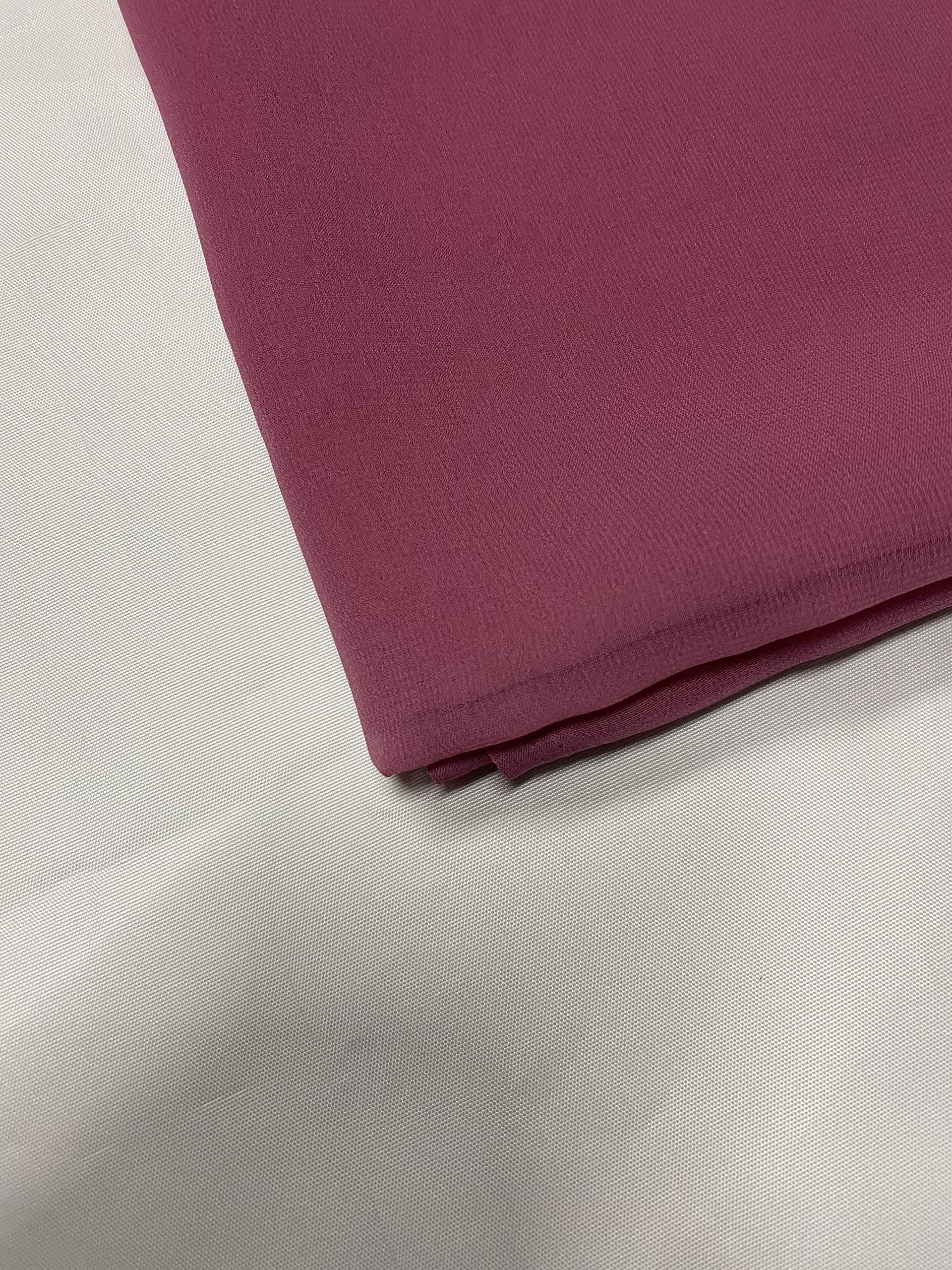 New Chiffon Sheer Fabric Plain Crepe Polyester Woven Dress Wedding Arch Material 44''-112cm (Pink, 2 Meter) — image 1