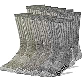 FUN TOES Merino Wool Socks For Men Hiking Boot Thermal Warm Cushioned Crew 6 Pairs