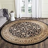SAFAVIEH Lyndhurst Collection Area Rug - 8' Round, Black & Ivory, Traditional Oriental Design, Non-Shedding & Easy Care, Idea