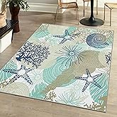 Tritard Coastal Area Rugs Nautical Beach Themed Non-Slip Machine Washable Rugs Modern Floor Carpet for Living Room Bedroom, 4