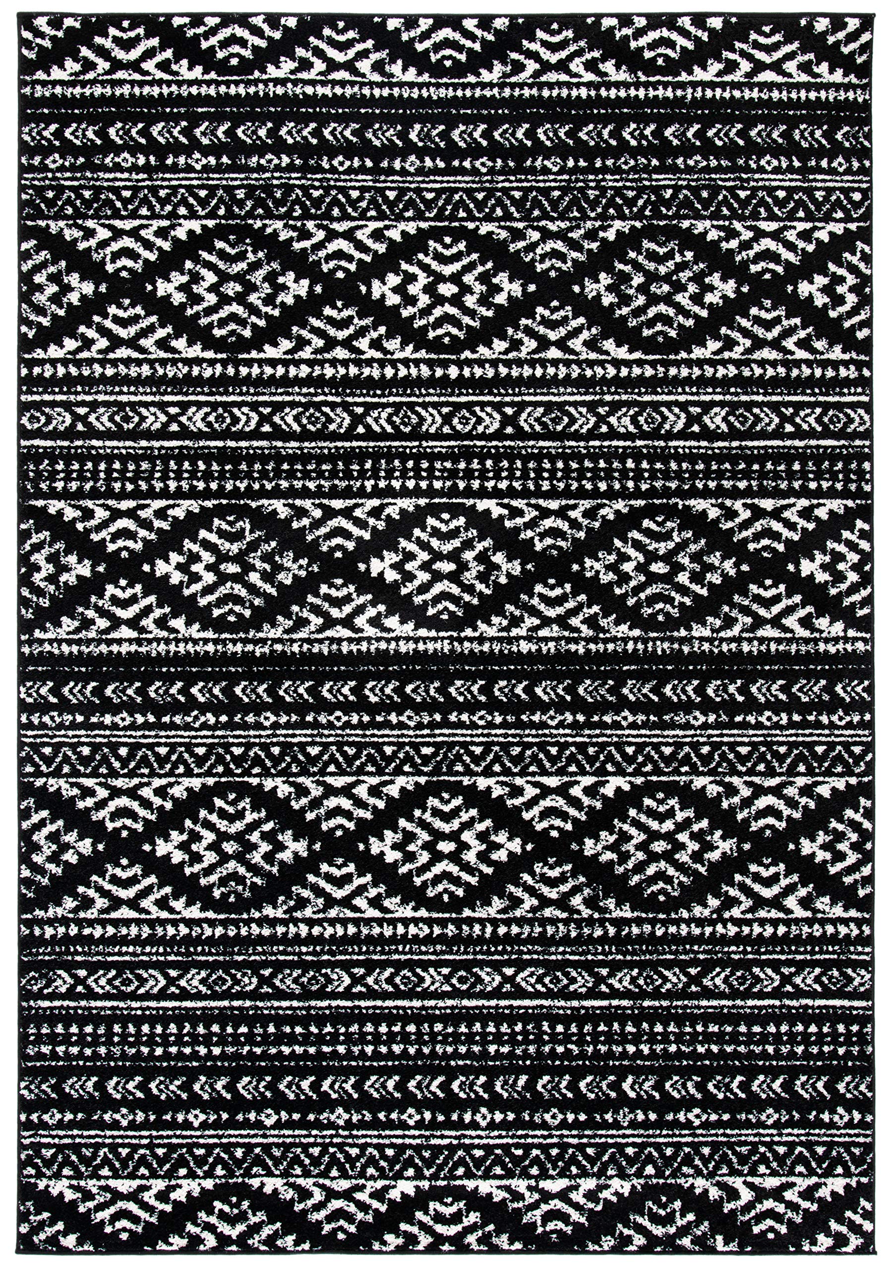 Safavieh Boho Chic Indoor Woven Rectangle Area Rug, Tulum Collection, TUL272, in Black/Ivory, 91 X 152 cm for Living Room, Bedroom or Any Indoor Space
