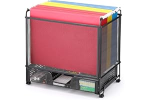 Simple Trending Desk Hanging File Box Storage Bin Organizer with Drawer Organizer for Letter/A4 Office File Folder Holder, Black