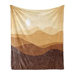 Ambesonne Tan Throw Blanket, Sunrise Over The