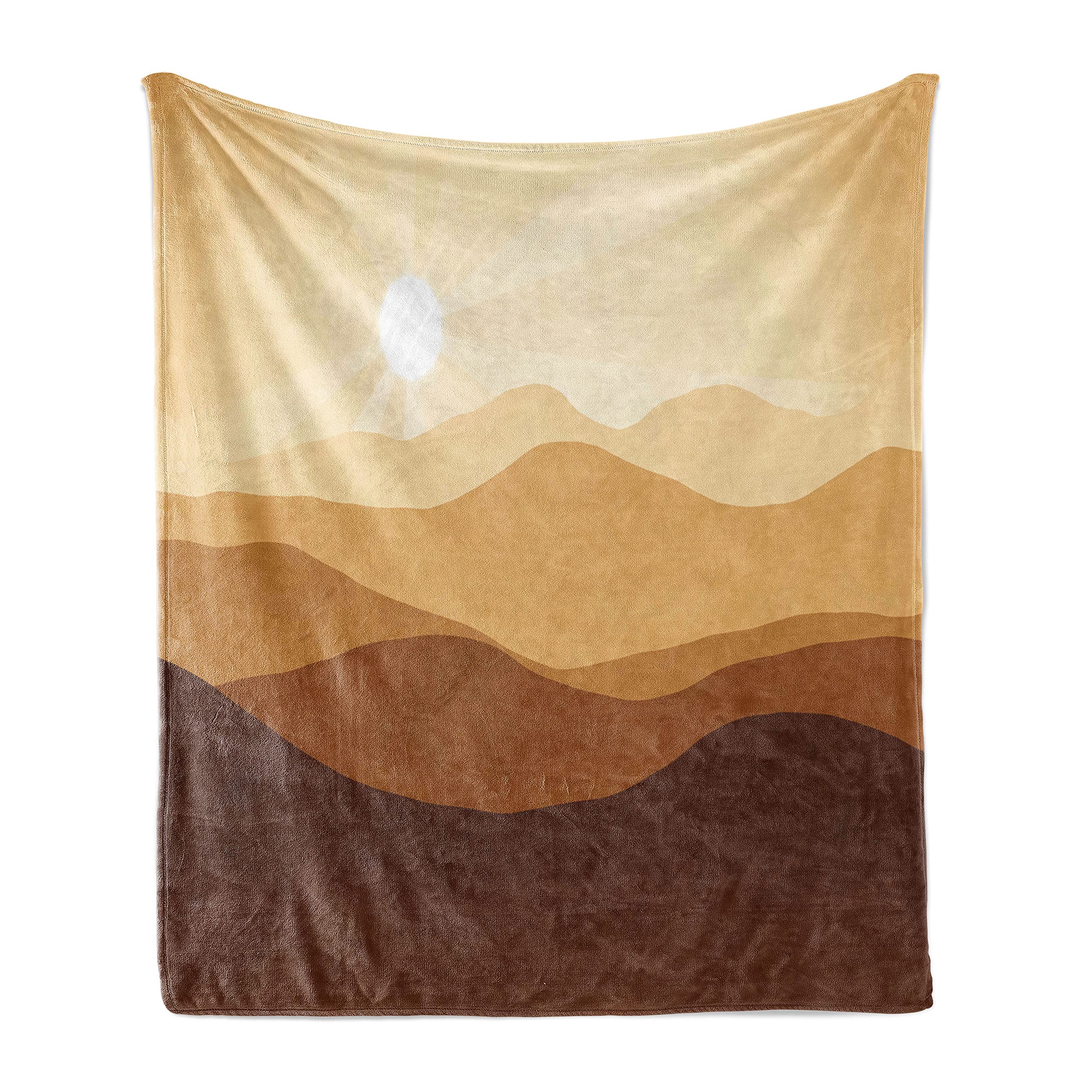 Ambesonne Tan Throw Blanket, Sunrise Over The