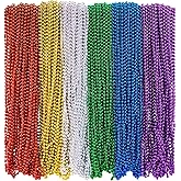 Henoyso 240 Pcs Mardi Gras Bead Necklaces Bulk 6 Color 32'' 6mm Bead Necklace Party Favors Parade Throws Bulk Metallic Mardi Gras Accessories for Wedding Birthday Decorations (Multi Colors)