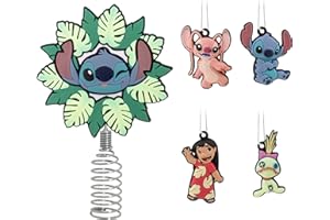 Hallmark Disney Lilo & Stitch Mini Christmas Tree Topper and Ornaments, Set of 5, Gifts for Disney Fans