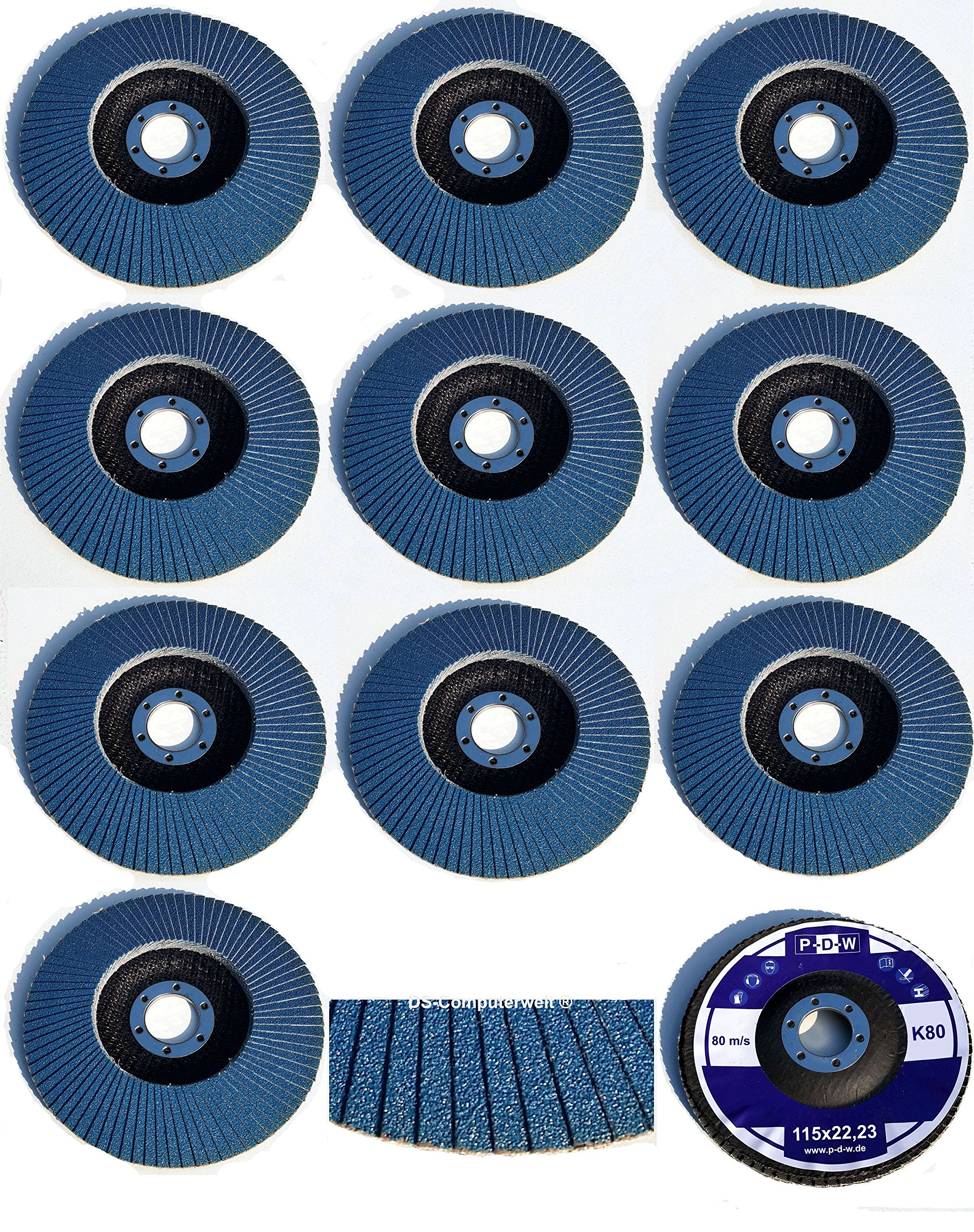 10 Stainless Steel Serrated Washers Diameter 115 mm x 22.23 mm 80-Grit Sanding Discs for Abrasive Discs Stainless Steel Blue