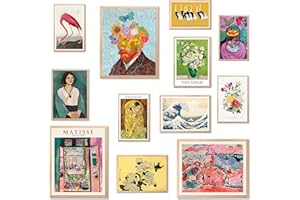 LANCHI95 12 Pcs Eclectic Wall Decor, Eclectic Home Decor, Maximalist Decor, Vintage Eclectic Wall Art Prints, Colorful Boho Gallery Wall Prints, Wall Art Prints for Bedroom (Unframed)