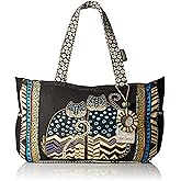Laurel Burch Medium Tote Zipper Top 15.5"X4.5"X10"-Spotted Cats