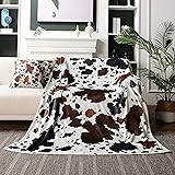 WIBUE Cow Throw Blanket 80"x60" with 2 Pcs Pillow