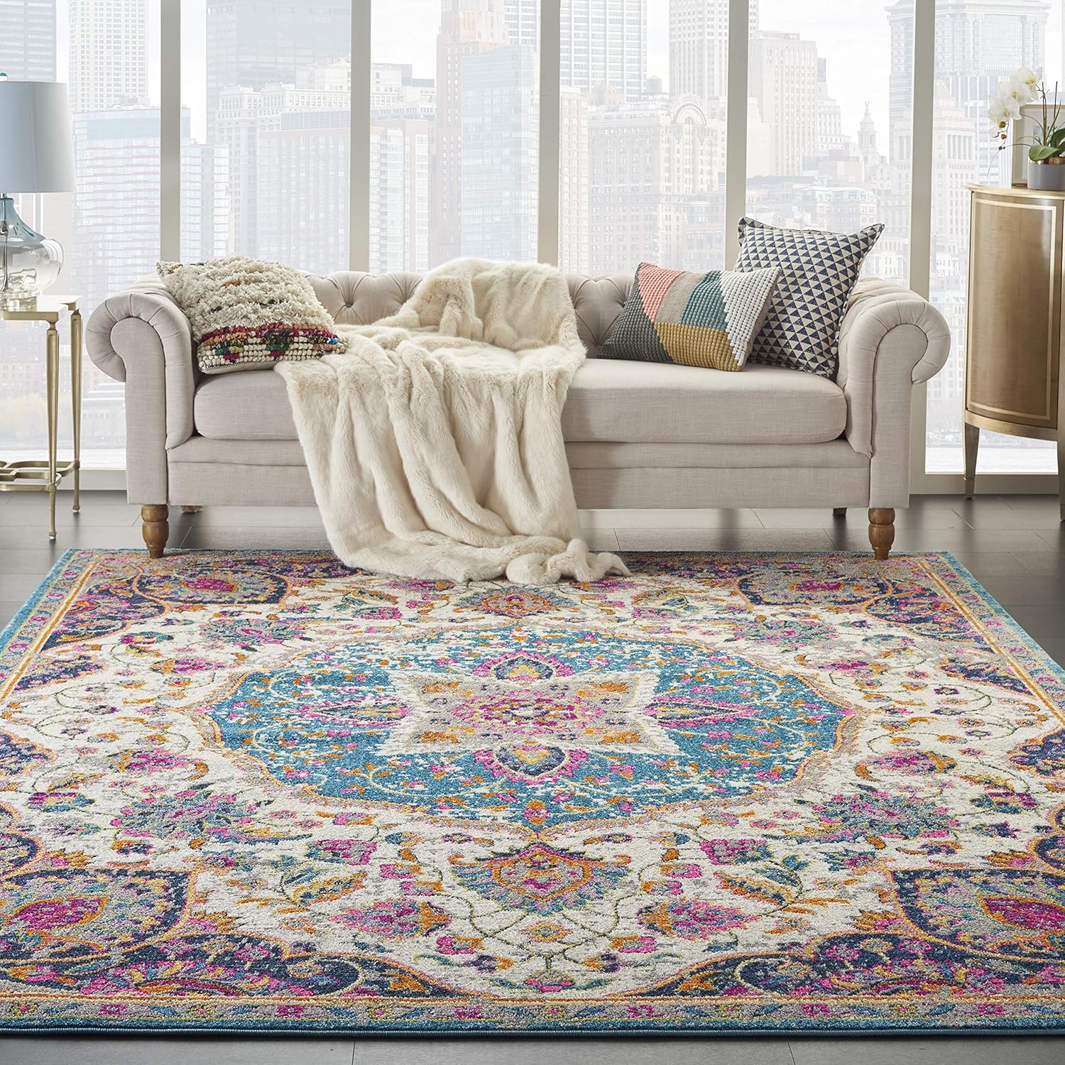 Nourison Passion Ivory/Multi Traditional Persian, Vintage Area Rug 9'X12'