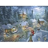 Ceaco - Thomas Kinkade - Santa's Silent Night - 300 Piece Puzzle for Adults | Made in USA, Recycled Board, Finished Size 21.25 x 15 in, Includes Poster, Giftable, Frameable