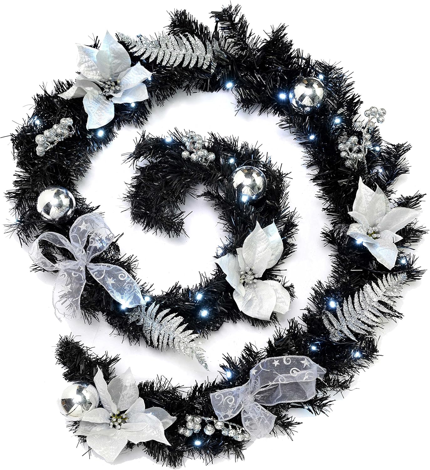 WeRChristmas PreLit Decorated Garland Illuminated with 40 Cold White