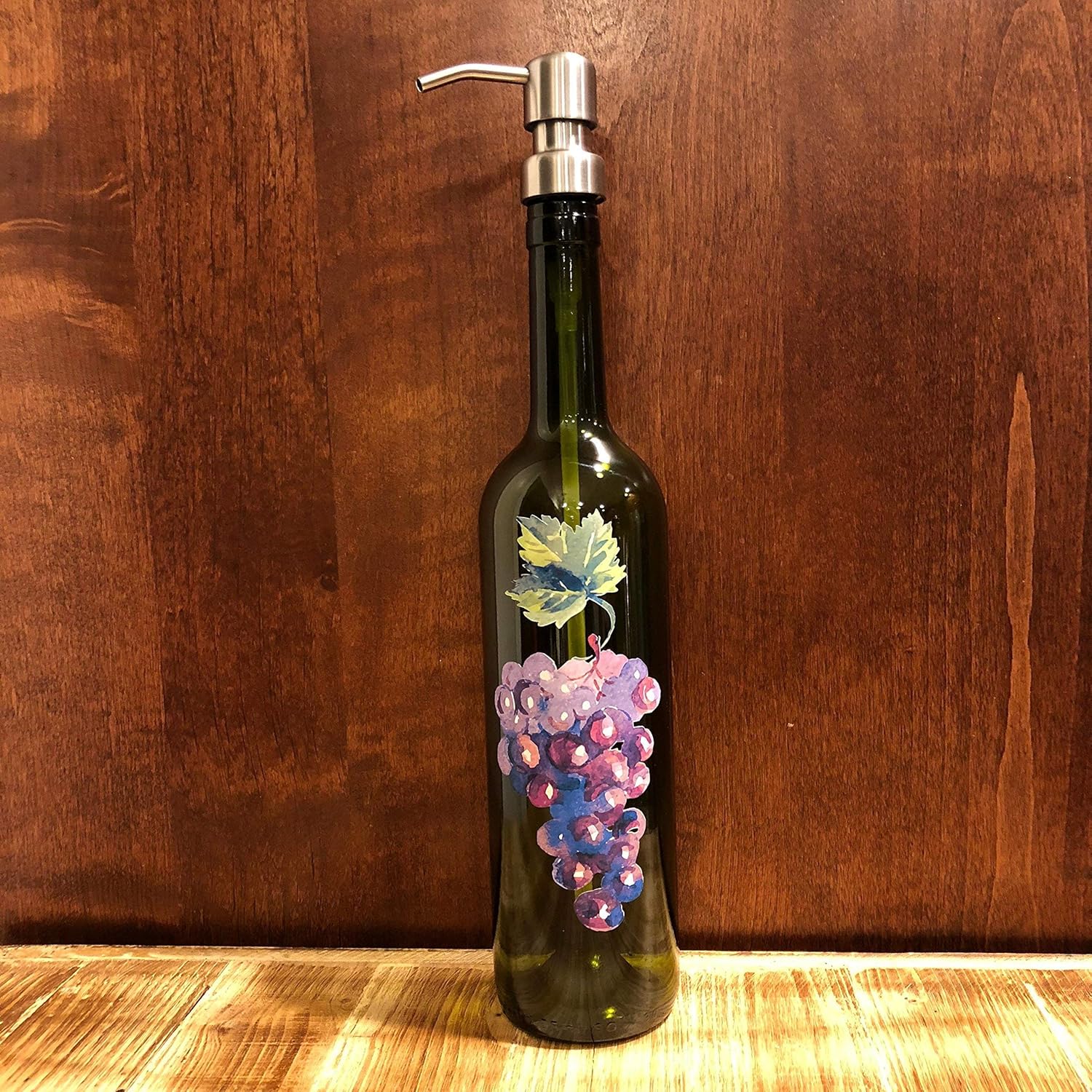 Grapes Wine Bottle Soap Dispenser Handmade