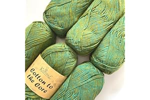 KNITPAL Cotton to The Core Cotton Yarn for Crocheting, 6-Pack (852 Yds / 300G), Free Patterns, Beginners Friendly - Soft Baby Yarn for Knitting - 3 DK Light Worsted Weight - Mossy Green