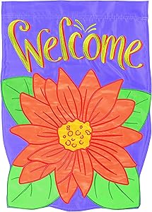 Carson Home Accents Flagtrends Double Applique Garden Flag, Welcome Gerbera Bloom