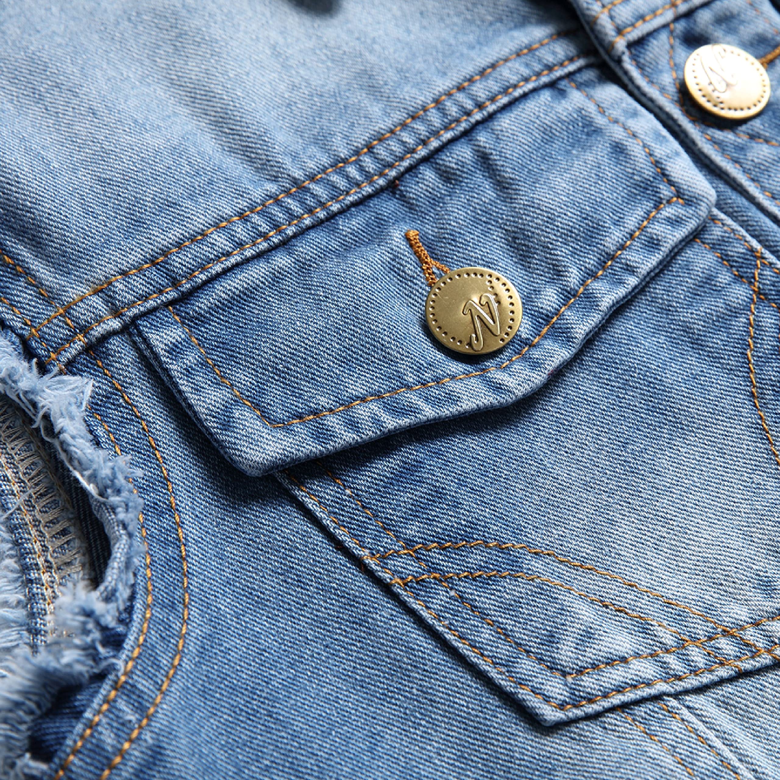 Ginsiom Men's Denim Vest,Sleeveless Jacket Slim Fit Vintage Casual Ripped Summer Jean Vest for Men