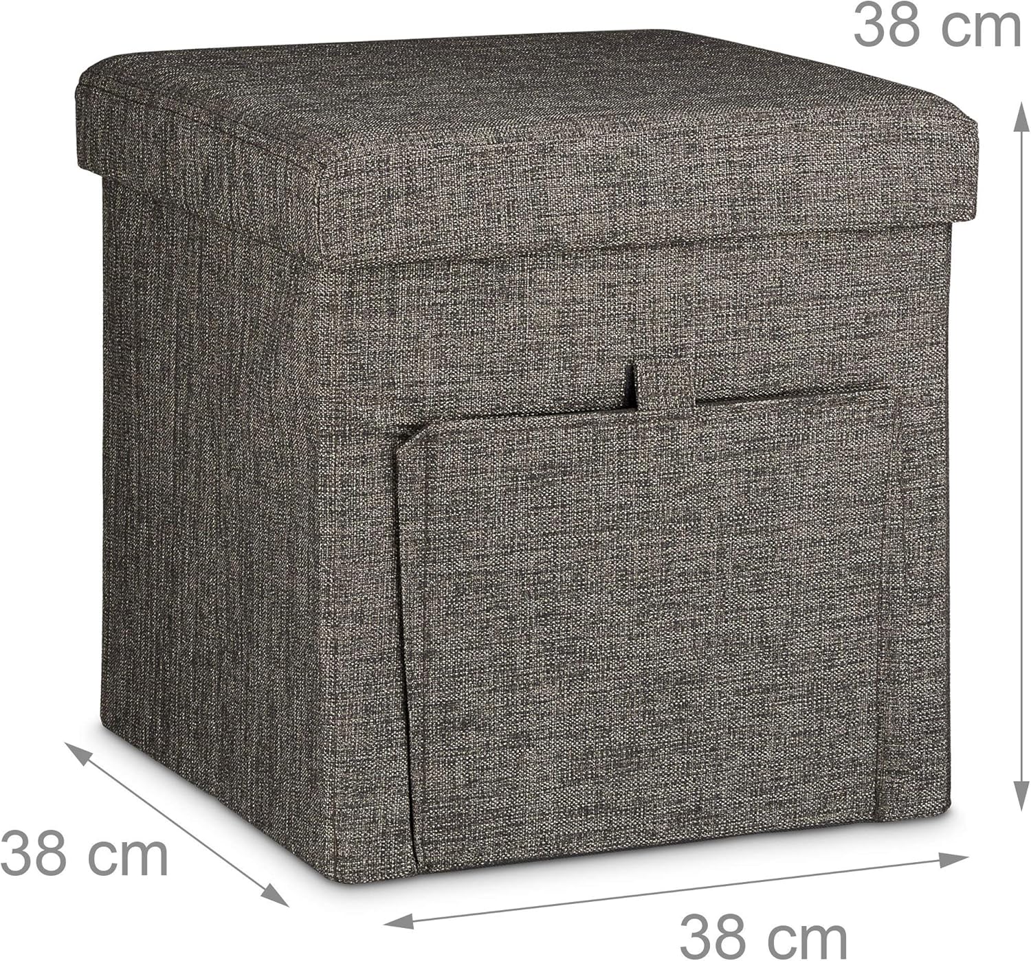 Set Di 2 Pouf Contenitore Pieghevoli Klihome | 38x38x38 Cm In Lino Crema | Sgabello Portaoggetti Con Seduta Imbottita