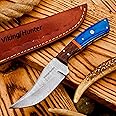 Damascus Knives Custom Handmade Damascus Hunting Knifes- Best Damascus Steel Blade Hunting Skinning Knife- Fixed Blade Hunting Knife With Sheath Belt Loop (VK-HK-05)