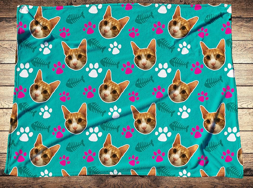 Your Cat On A Blanket,Personalized Pet Photo Blanket,Custom