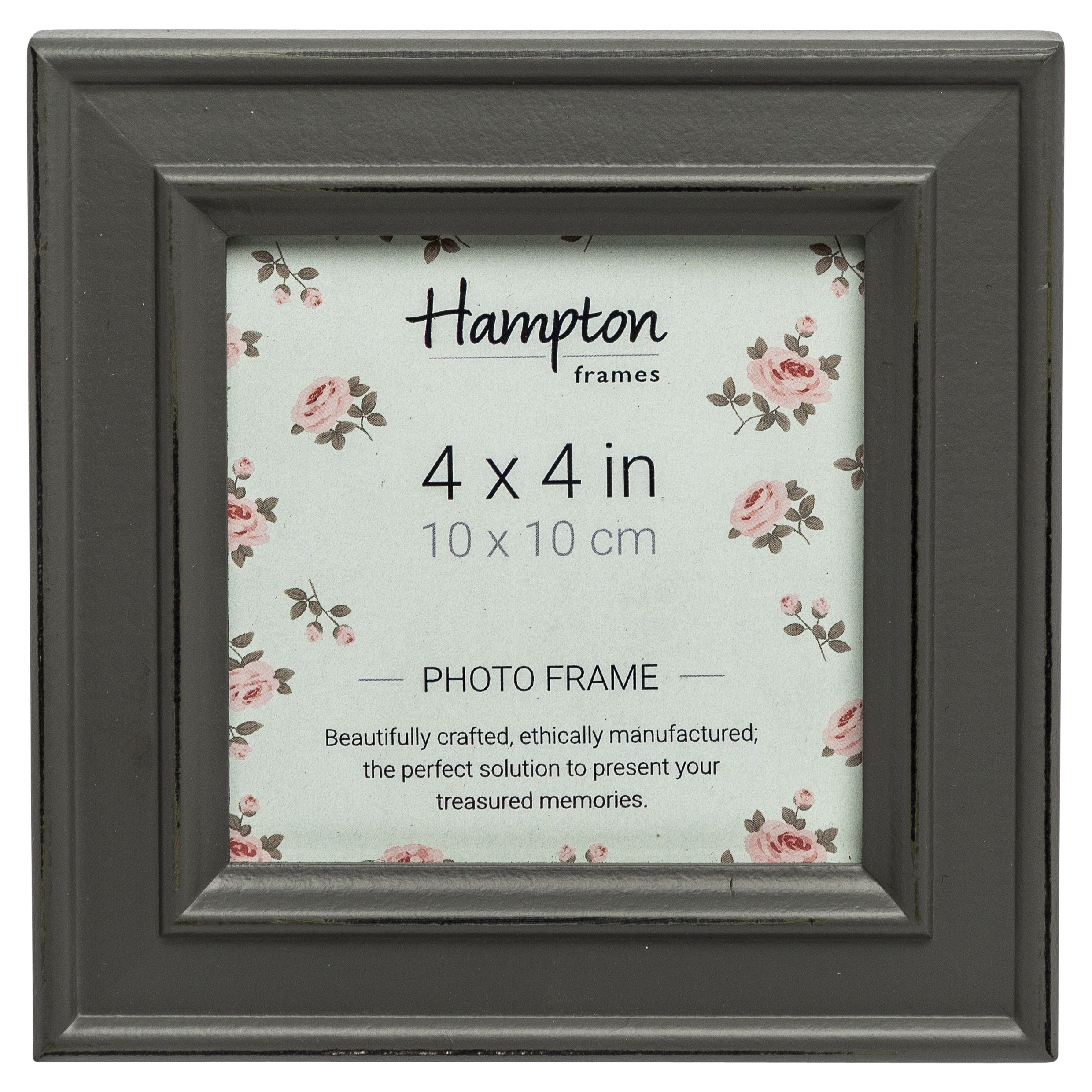 Hampton Frames PALOMA Distressed Square Picture Photo Frame Grey 4x4 (10x10cm) PAL301944G — image 1