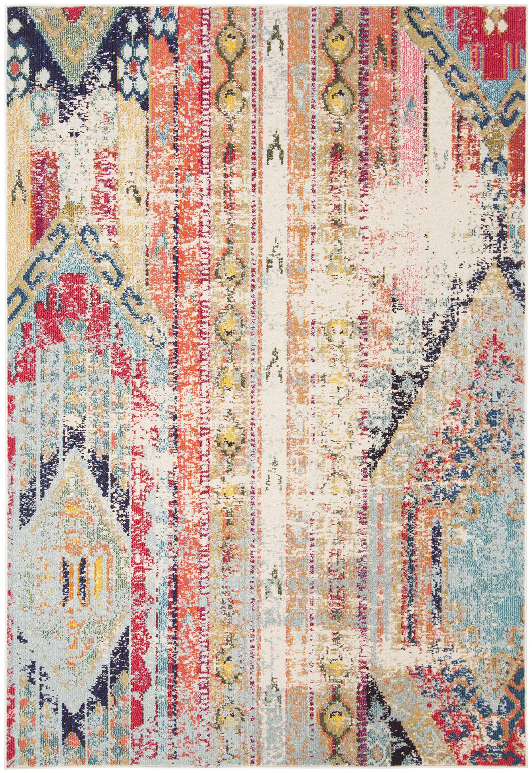 Safavieh Modern Chic Indoor Woven Accent Area Rug, Madison Collection, MAD422, in Blue/Orange, 61 X 91 cm for Living Room, Bedroom or Any Indoor Space