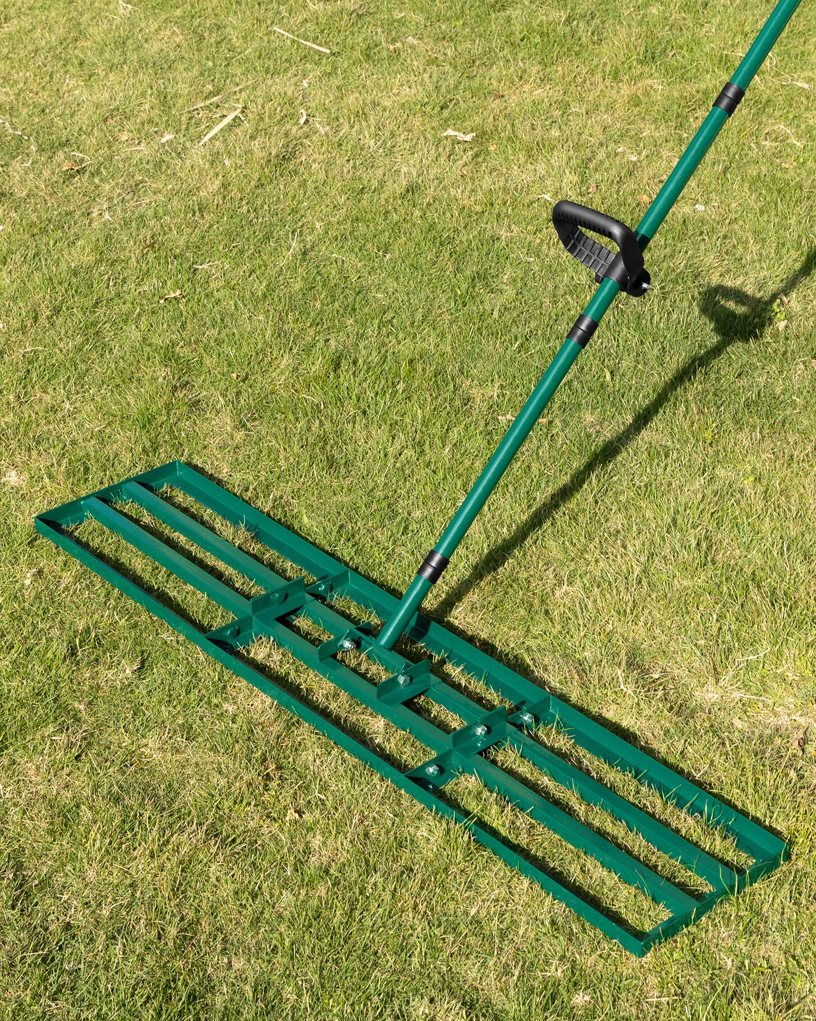 Photo 1 of [NOT A BRAND NEW PRODUCT GARDEN EQUIPMENT WILL HAVE DIRT} JivaJot Lawn Leveling Rake 48x10'', Yard Leveling Rake with 78'' Back-Saving Adjustable Handle, Stainless Steel Lawn Leveler Tool for Garden, Backyard, Farm, Golf Course