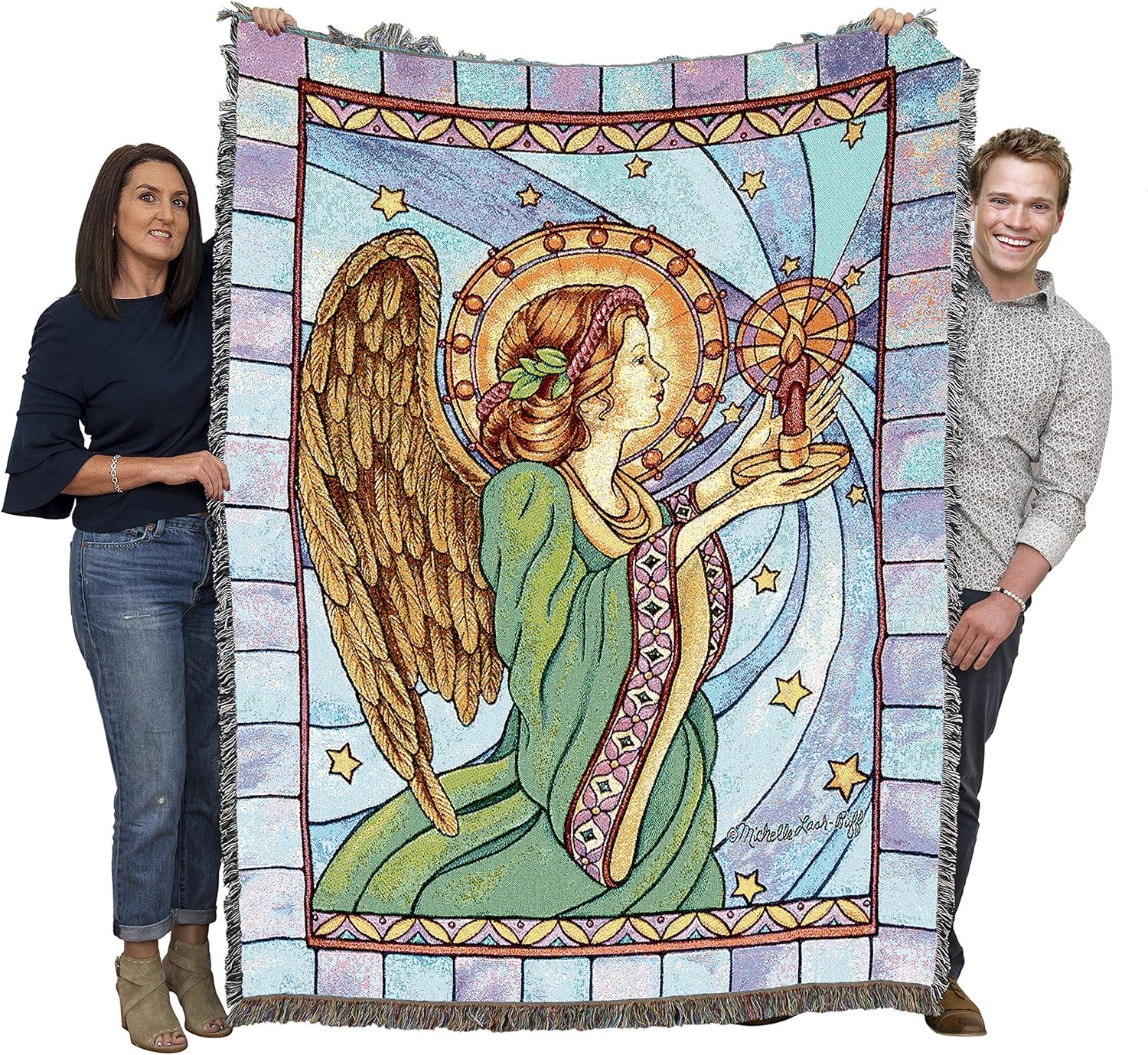 Pure Country Weavers Stained Glass Guardian Angel Blanket