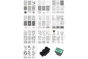BeautyLeader Mix 10 Designs Nail Plates +1 Pcs Nail Art Stamper + 1 Scraper Nail Art Image Stamp Stamping Plates Manicure