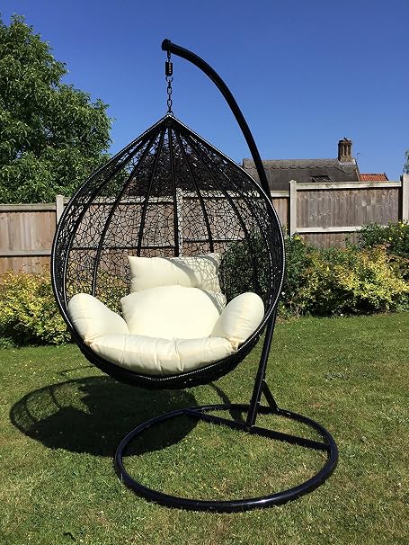 Indoor Outdoor Black Rattan Swing Chair Pod Garden Patio Furniture Rrp 479 Beige 1 Amazon Co Uk Garden Outdoors