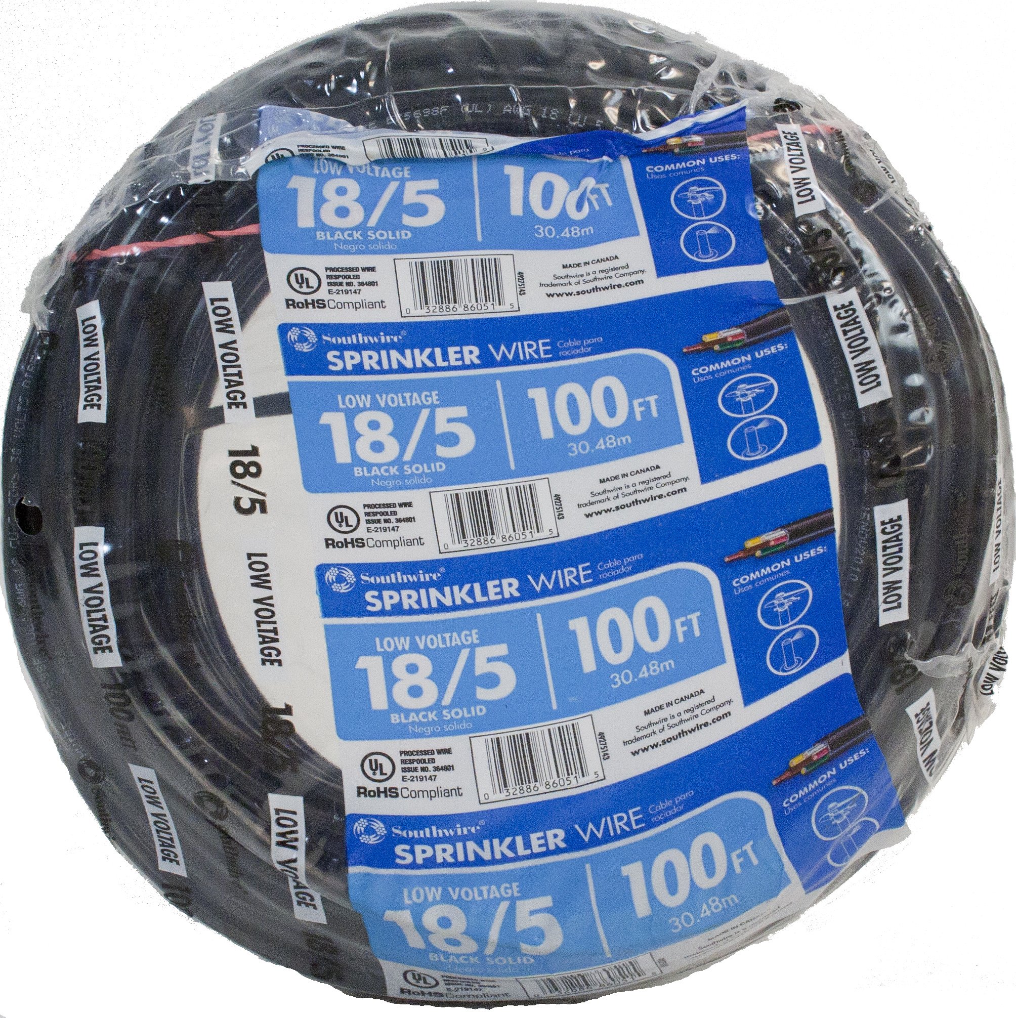 Southwire 49275143 100' 18/5 MultiConductor Sprinkler Wire For Outdoor