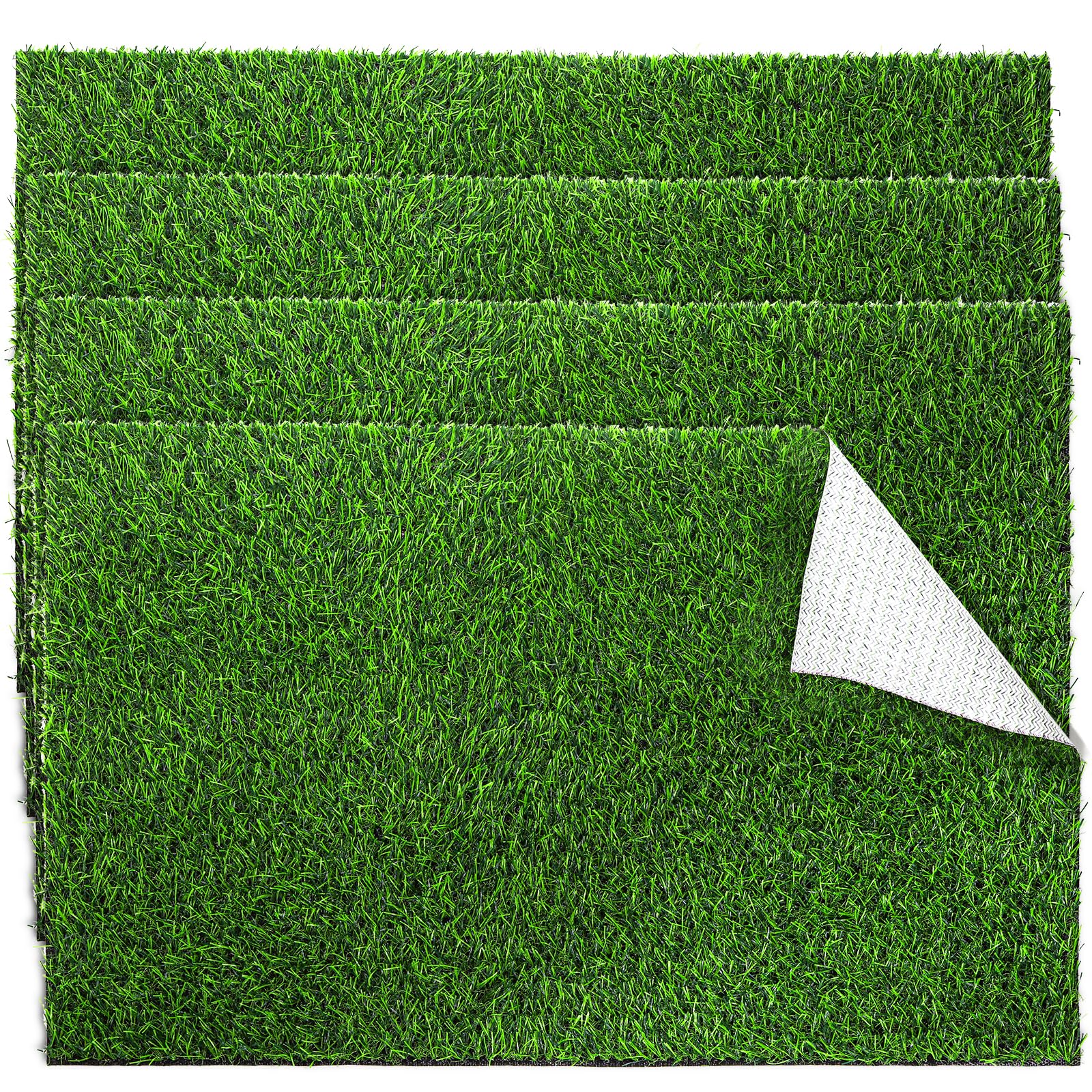 Photo 1 of Fasmov 4 Pack Artificial Grass Guinea Pig Pee Pads, 15.7 × 23.6 Inch Fake Grass Rug Rabbit Grass Mat Dog Grass Pee Pads Artificial Turf Pet Grass Mat, Reusable Puppy Training Turf Mat