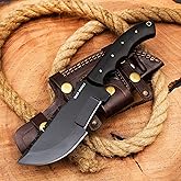 SUSA KNIVES Handmade D2 Steel Tracker Knife - Survival - Camping Knife Tactical Hunting Knife with Sheath Horizontal Carry Fixed Blade (BLACK TRACKER)