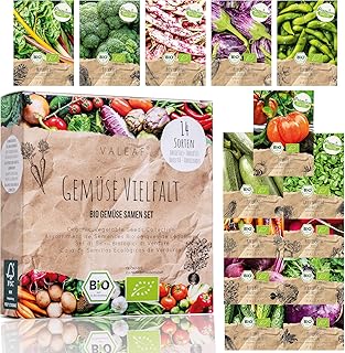 BIO Gemüse Samen Set - 14 Sorten Gemüsesamen aus biologischem Anbau, samenfestes Gemüse Saatgut, Bio Gemüsesamen Set für Küche, Balkon und Garten, 14er Pflanzensamen Set