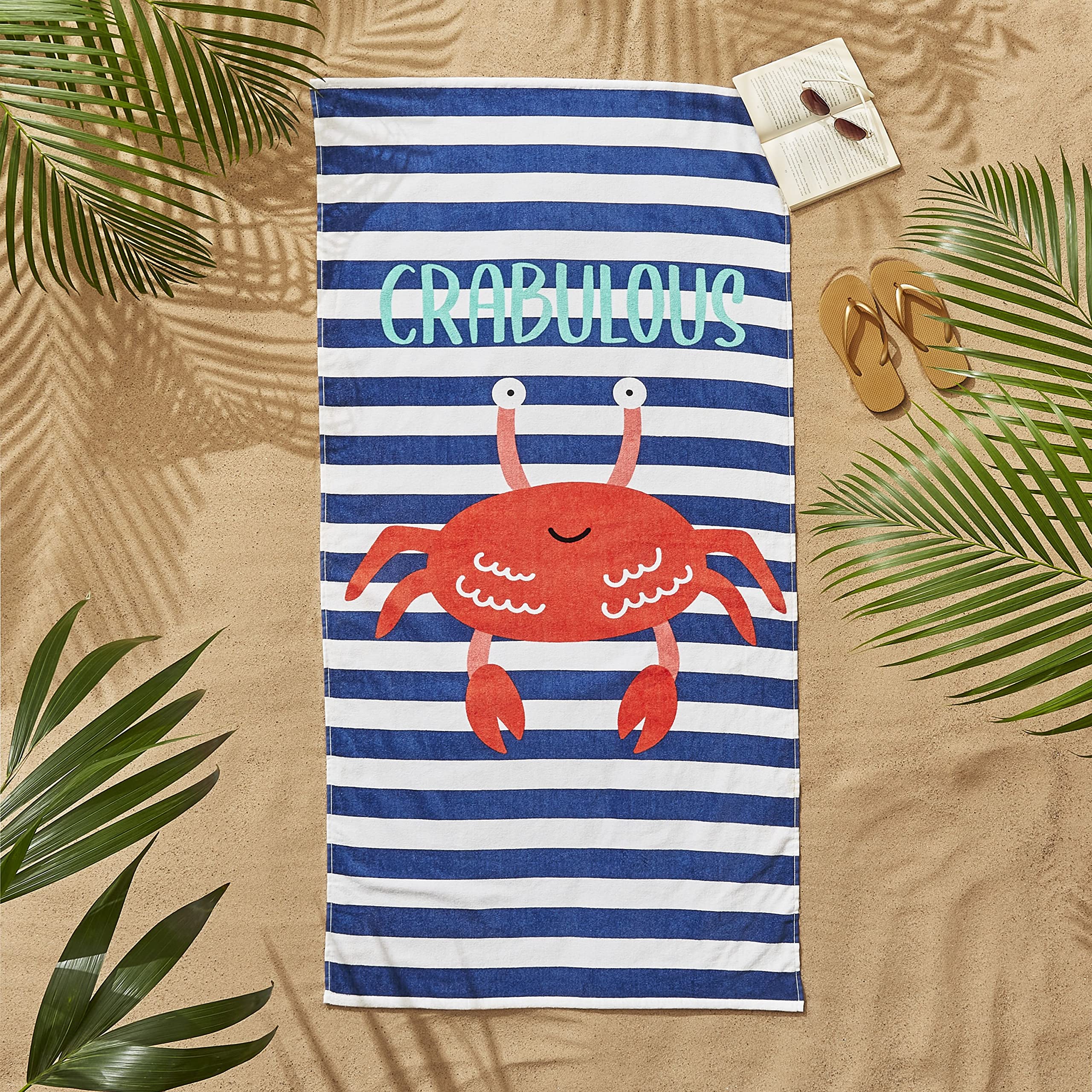 Catherine Lansfield Crabulous Beach Towel Blue